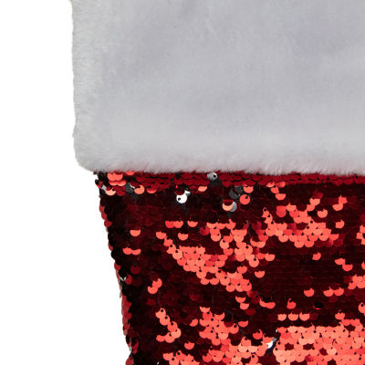 Northlight 22in Red And Silver Reversible Sequined Christmas Stocking