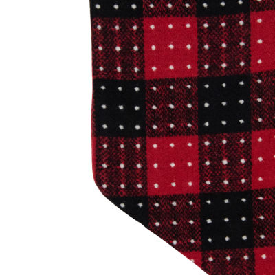 Northlight 21.5in Red And Black Plaid With Dots And Faux Fur Cuff Christmas Stocking