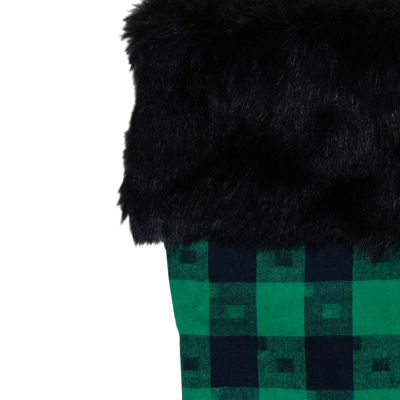 Northlight 20in Green And Black Plaid Christmas Stocking