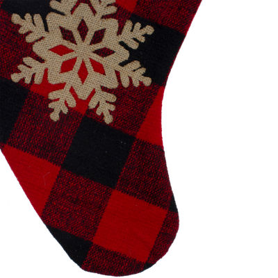 Northlight 18in Red And Black Buffalo Plaid  With Snowflake Christmas Stocking