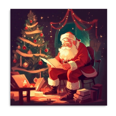 Lumaprints Santa Checking List Canvas Art