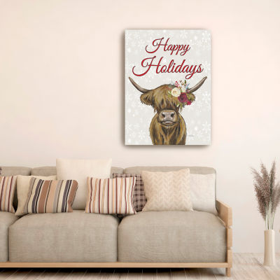 Lumaprints Happy Holidays Highland Canvas Art