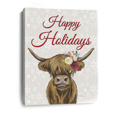 Lumaprints Happy Holidays Highland Canvas Art