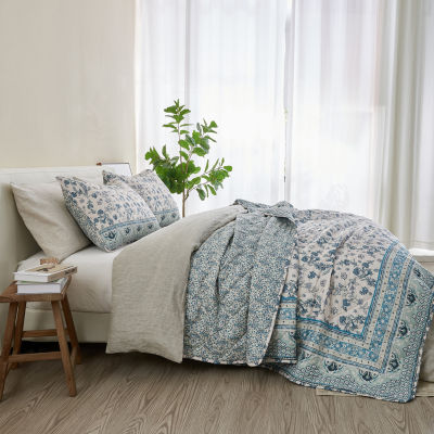 Patina Vie Maison Vintage Block Print Reversible Quilt Set