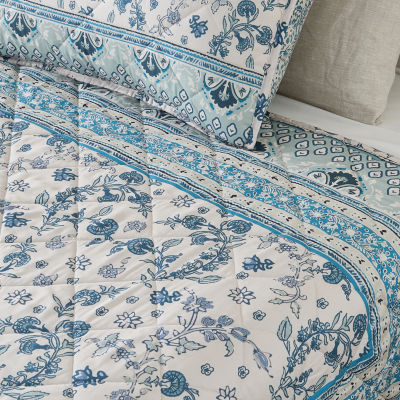 Patina Vie Maison Vintage Block Print Reversible Quilt Set