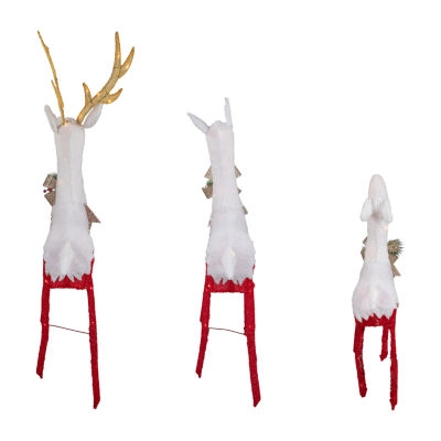 Northlight Set Of 3 Lighted Red Reindeer Family Christmas Holiday Yard Art