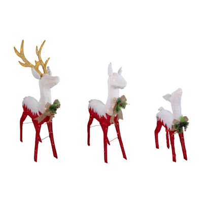 Northlight Set Of 3 Lighted Red Reindeer Family Christmas Holiday Yard Art