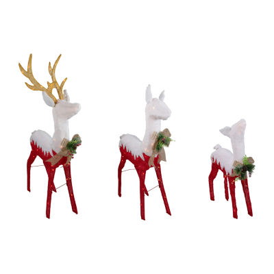 Northlight Set Of 3 Lighted Red Reindeer Family Christmas Yard Art