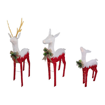 Northlight Set Of 3 Lighted Red Reindeer Family Christmas Yard Art