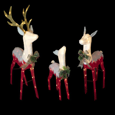 Northlight Set Of 3 Lighted Red Reindeer Family Christmas Holiday Yard Art