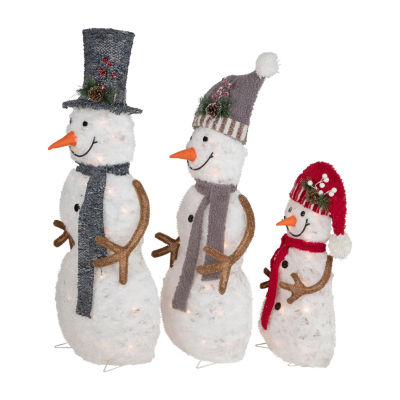 Northlight Set Of 3 Lighted Snowman Family  39.5in Christmas Holiday Yard Art