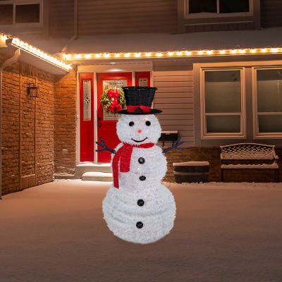Northlight 4ft Lighted Pop-Up Snowman Christmas Holiday Yard Art