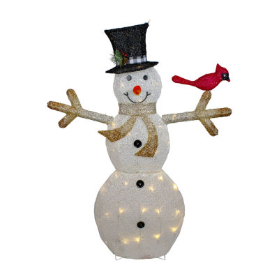 Northlight 49in White And Black Led Lighted Snowman With Top Hat Christmas Yard Art