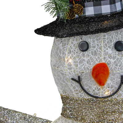 Northlight 49in White And Black Led Lighted Snowman With Top Hat Christmas Holiday Yard Art