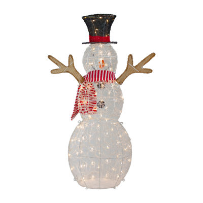 Northlight 48in Led Lighted Snowman With Top Hat And Red Scarf Christmas Holiday Yard Art