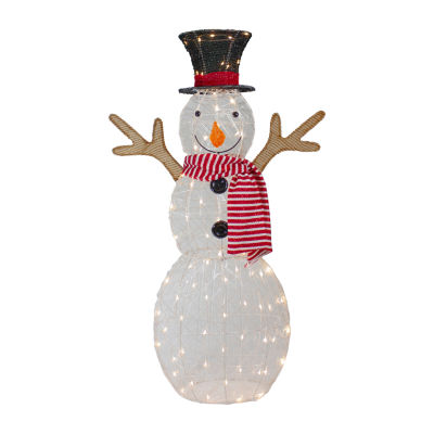 Northlight 48in Led Lighted Snowman With Top Hat And Red Scarf Christmas Holiday Yard Art