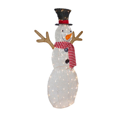 Northlight 48in Led Lighted Snowman With Top Hat And Red Scarf Christmas Holiday Yard Art