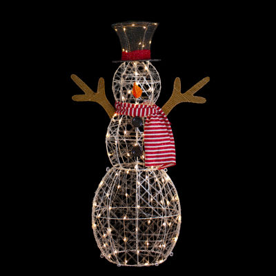 Northlight 48in Led Lighted Snowman With Top Hat And Red Scarf Christmas Holiday Yard Art