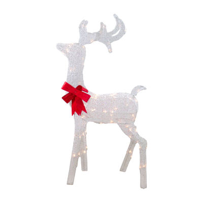 Northlight 52in Lighted White Mesh Standing Buck  Clear Lights Christmas Holiday Yard Art