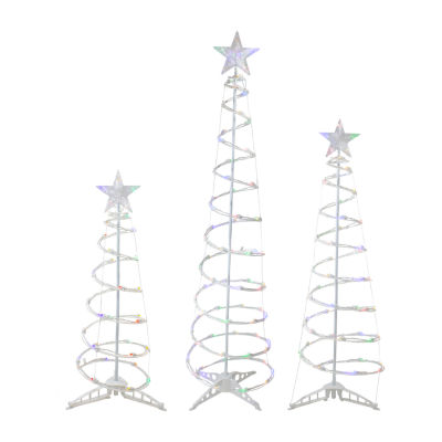 Northlight Set Of 3 Led Lighted Multi-Color Spiral Cone Trees 3ft 4ft And 6ft Christmas Holiday Yard Art