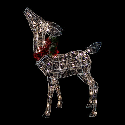 Northlight 35in Led Lighted Standing Reindeer With Bow Christmas Yard Art