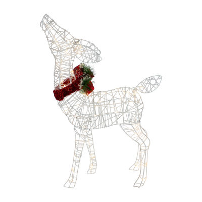 Northlight 35in Led Lighted Standing Reindeer With Bow Christmas Yard Art