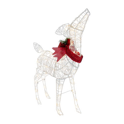 Northlight 35in Led Lighted Standing Reindeer With Bow Christmas Yard Art