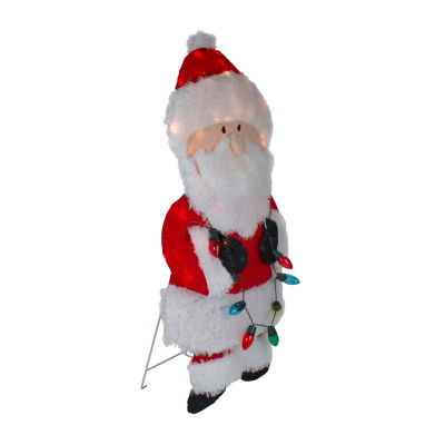 Northlight 32-Inch Lighted Chenille Santa With Lights Christmas Holiday Yard Art