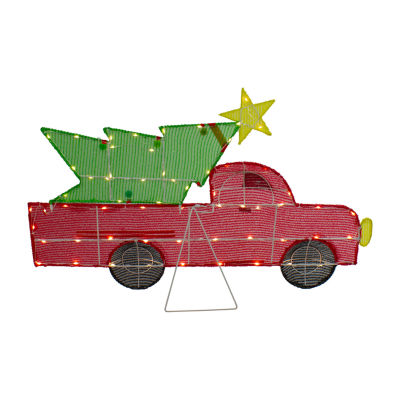 Northlight 36in Led Lighted Red Truck With Tree Christmas Yard Art