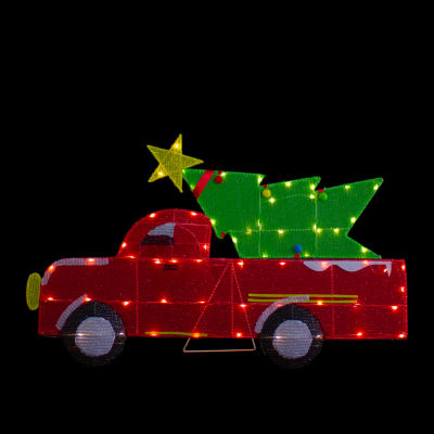 Northlight 36in Led Lighted Red Truck With Tree Christmas Yard Art