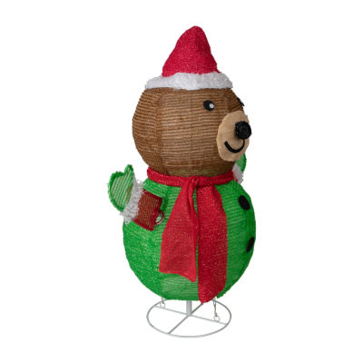 Northlight 25in Pop-Up Bear Wearing Santa Hat Christmas Yard Art