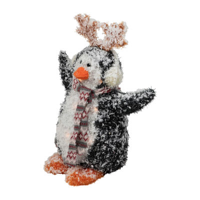 Northlight 22in Lighted Snowy Penguin In Antler Hat Christmas Yard Art