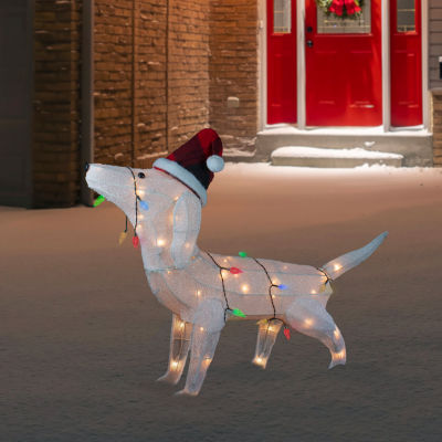 Northlight 32in Led Lighted Dachshund Dog In Santa Hat Christmas Yard Art