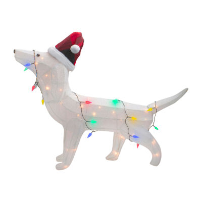 Northlight 32in Led Lighted Dachshund Dog In Santa Hat Christmas Yard Art