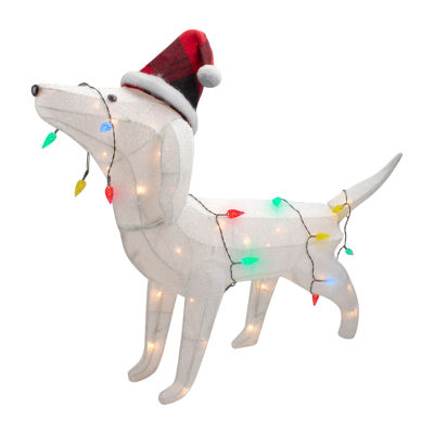 Northlight 32in Led Lighted Dachshund Dog In Santa Hat Christmas Yard Art