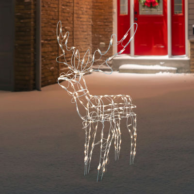 Northlight 48in Lighted White Standing Reindeer Christmas Holiday Yard Art