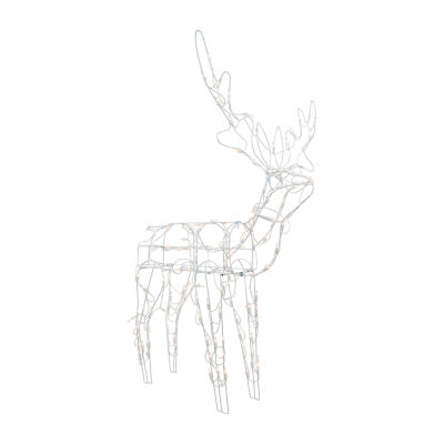 Northlight 48in Lighted White Standing Reindeer Christmas Holiday Yard Art