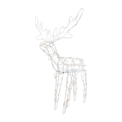 Northlight 48in Lighted White Standing Reindeer Christmas Holiday Yard Art