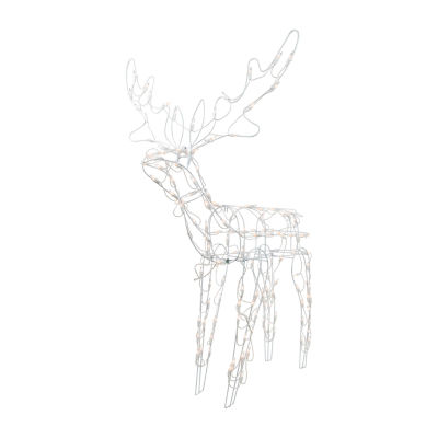 Northlight 48in Lighted White Standing Reindeer Christmas Yard Art