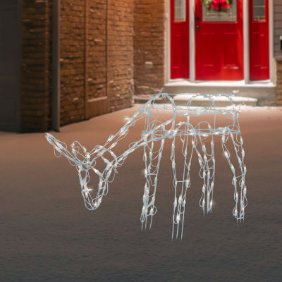 Northlight 42-Inch Lighted White Feeding Reindeer Christmas Holiday Yard Art