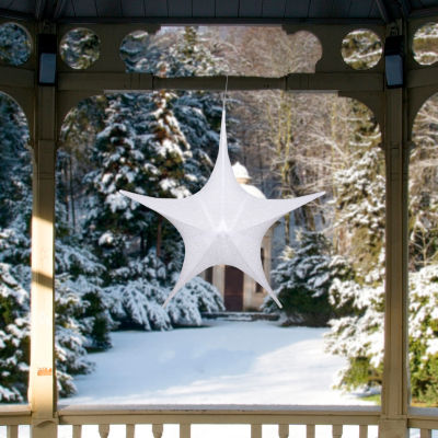 Northlight 30in White Tinsel Foldable Star Christmas Holiday Yard Art