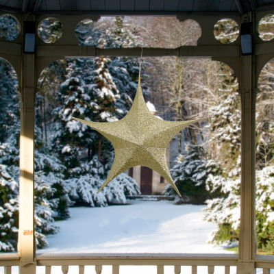 Northlight 30in Gold Tinsel Foldable Star Christmas Holiday Yard Art