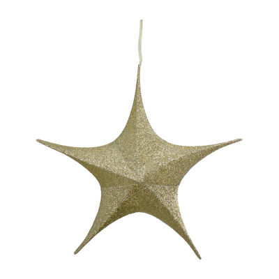 Northlight 30in Gold Tinsel Foldable Star Christmas Holiday Yard Art