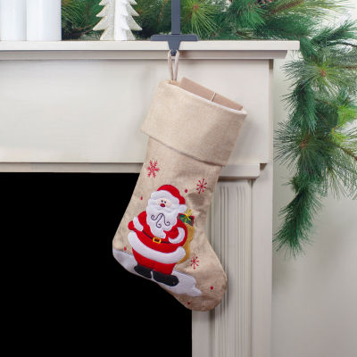 Northlight 19in Burlap Standing Santa With Present Bag Christmas Stocking