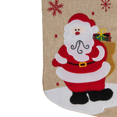 Northlight 19in Burlap Standing Santa With Present Bag Christmas Stocking
