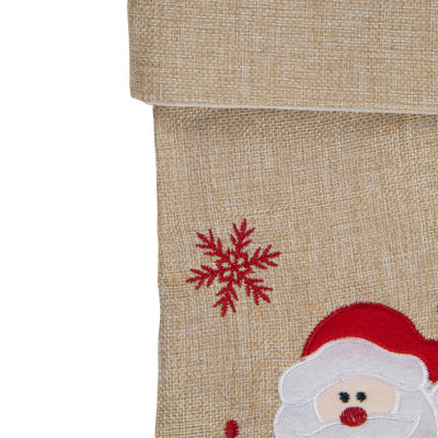 Northlight 19in Burlap Standing Santa With Present Bag Christmas Stocking