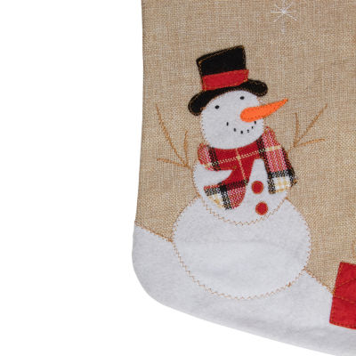 Northlight 19in Beige And Red Burlap "Let It Snow" Snowman Christmas Stocking