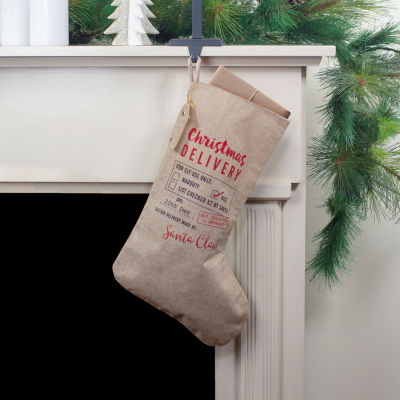Northlight 19in Beige And Red Delivery In With Hanging Tag Christmas Stocking