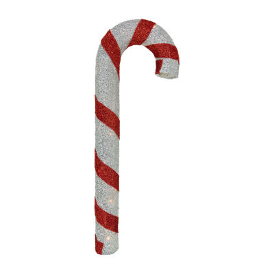 Northlight 31in Pre-Lit Red And Silver Striped Candy Cane Decor Christmas Yard Art