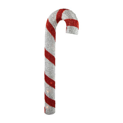 Northlight 31in Pre-Lit Red And Silver Striped Candy Cane Decor Christmas Yard Art